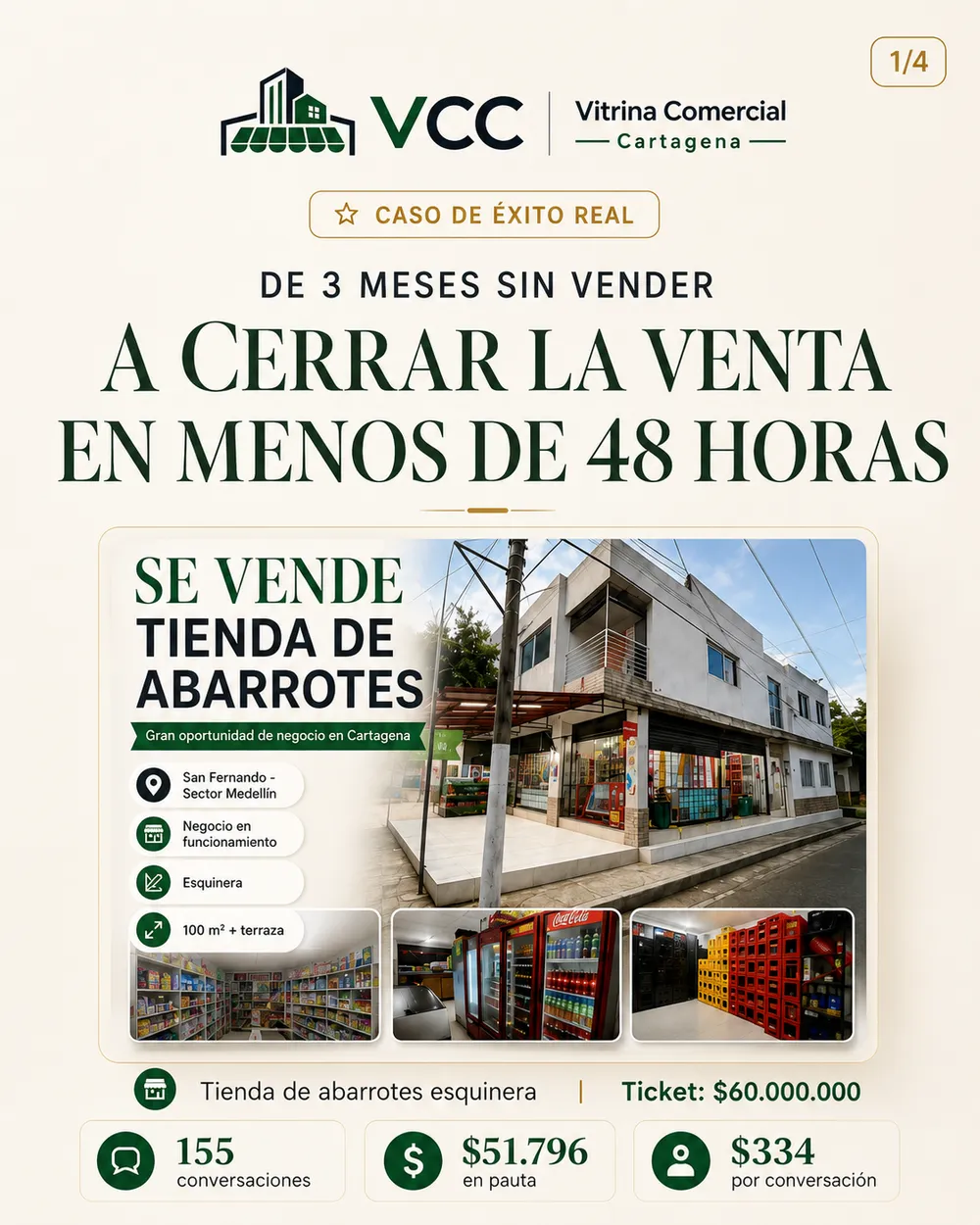 Caso de éxito VCC: tienda de abarrotes vendida en menos de 48 horas tras 3 meses sin vender